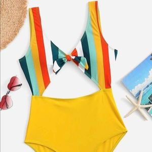 SHEIN striped knot one piece swimsuit